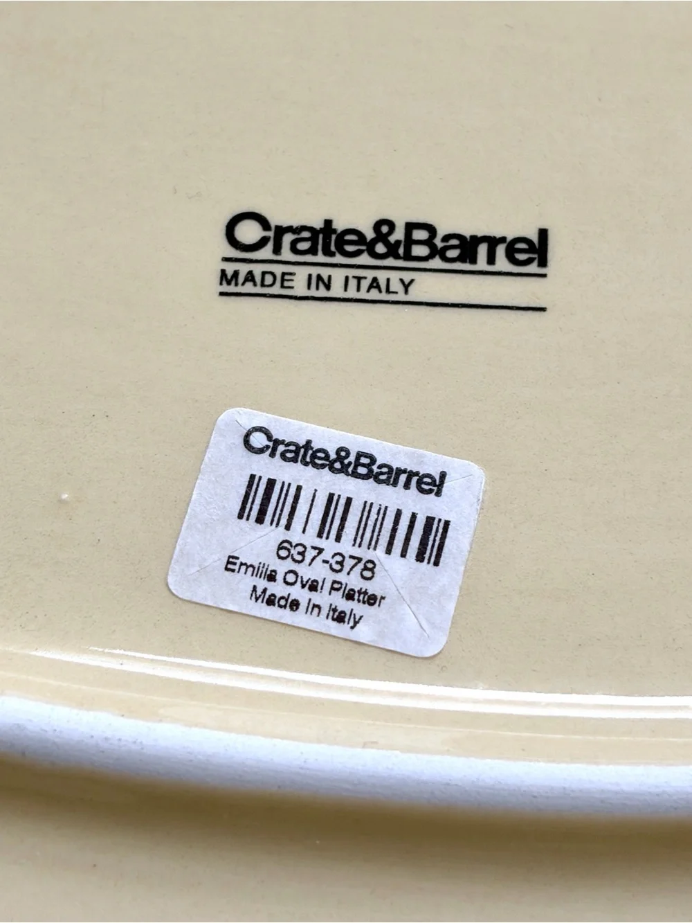 Crate & Barrel Emilia Hand-Painted Large Oval Serving Platter Made in Italy NEW